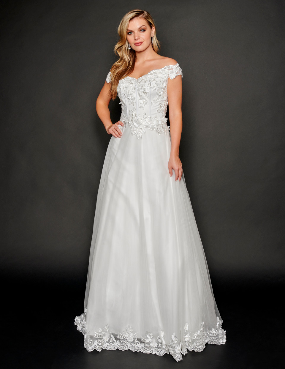 Lace Hem Long Wedding Dress